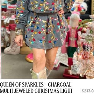 Queen of Sparkles Gray Jewel-Embellished Skort